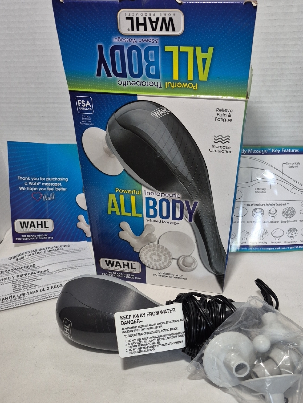 Wahl All Body 2 Speed Massager, 4 Attachments, Hand Held Pain Relief
